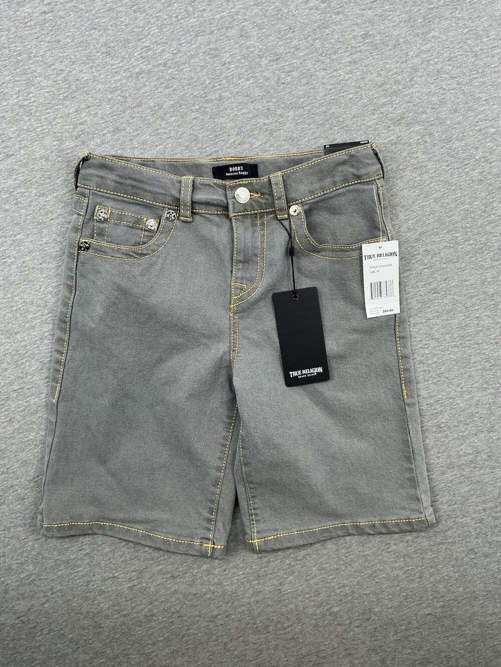 True Religion Boys Size 10 Gray Denim Jean Shorts Ricky NWT
